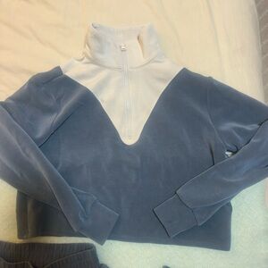 Blue and White Half-Zip Pullover sweat set